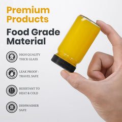 LANDNEOO wide-mouth glass bottle for easy filling and dispensing.