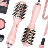 LANDOT Hair Blow Dryer Brush oval design demonstrates smoothing with added volume.