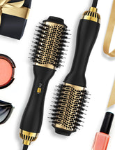 LANDOT hot air hair blow dryer brush in use delivers quick salon-style smoothing with a 60mm oval barrel.