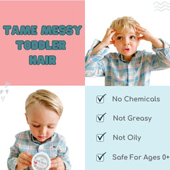 Lane & Co. Hair Paste kids styling illustrates versatile, light-to-medium hold for children.