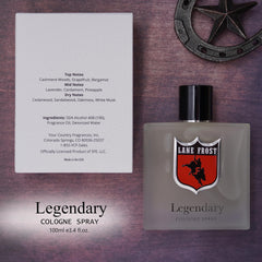 Lane Frost Legendary Cologne wrist-spray shot suggests long-lasting freshness for daily wear.