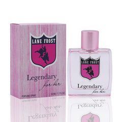 Lane Frost Legendary For Her bottle front showing a feminine silhouette and modern floral vibe for daytime wear
