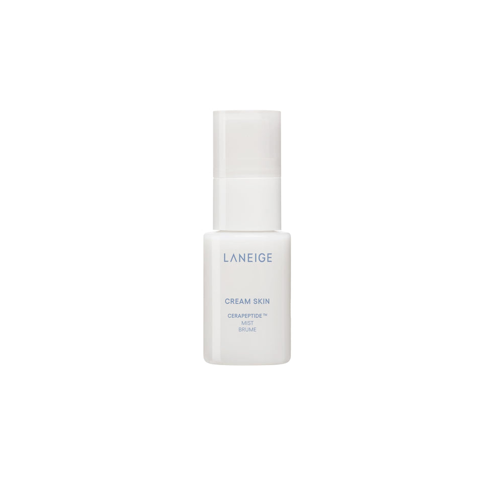 LANEIGE Cream Skin Toner Mini Mist Bottle shown to emphasize refillable packaging for hydration