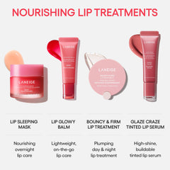 LANEIGE Glaze Craze tinted serum application on lips for daily moisture.