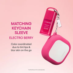 Laneige clip-on keychain sleeve attached to bag for quick beauty resets