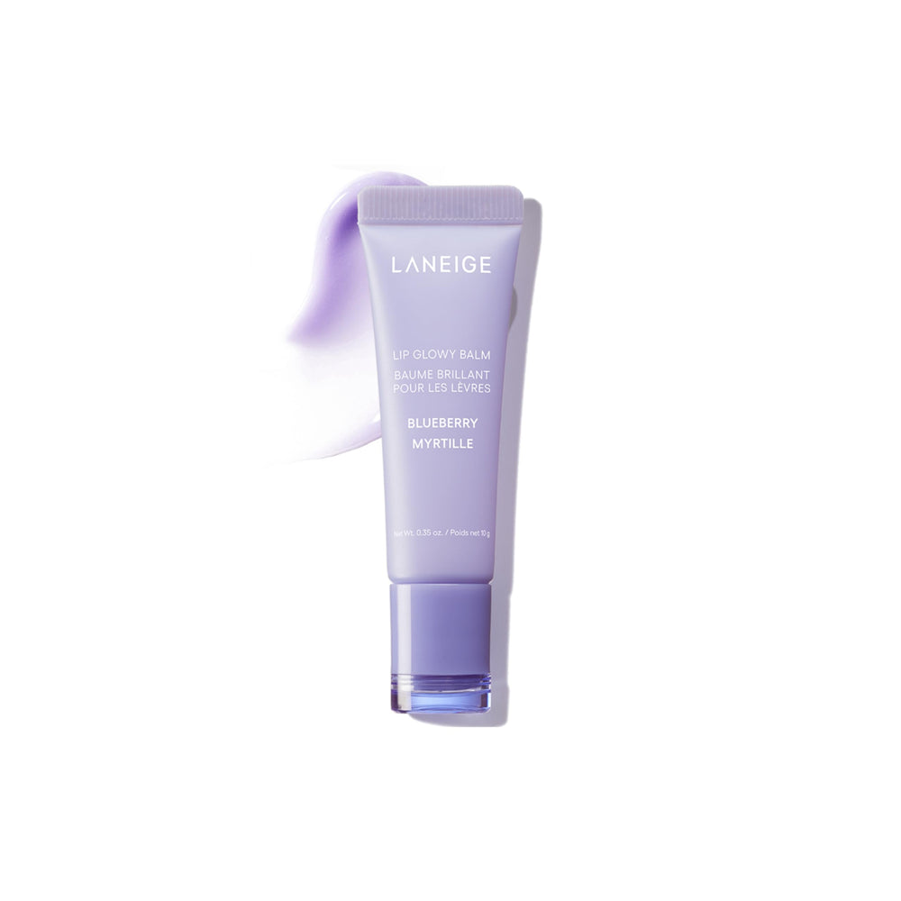 Laneige Lip Glowy Balm Blueberry packaging tube, travel-friendly for on-the-go hydration.