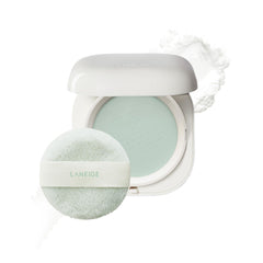 Laneige Neo Blurring Powder compact close-up showing smooth, pore-blurred skin.