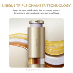 Laneige Perfect Renew 3X bottle twist-open design for convenient dispensing of all three formulas.