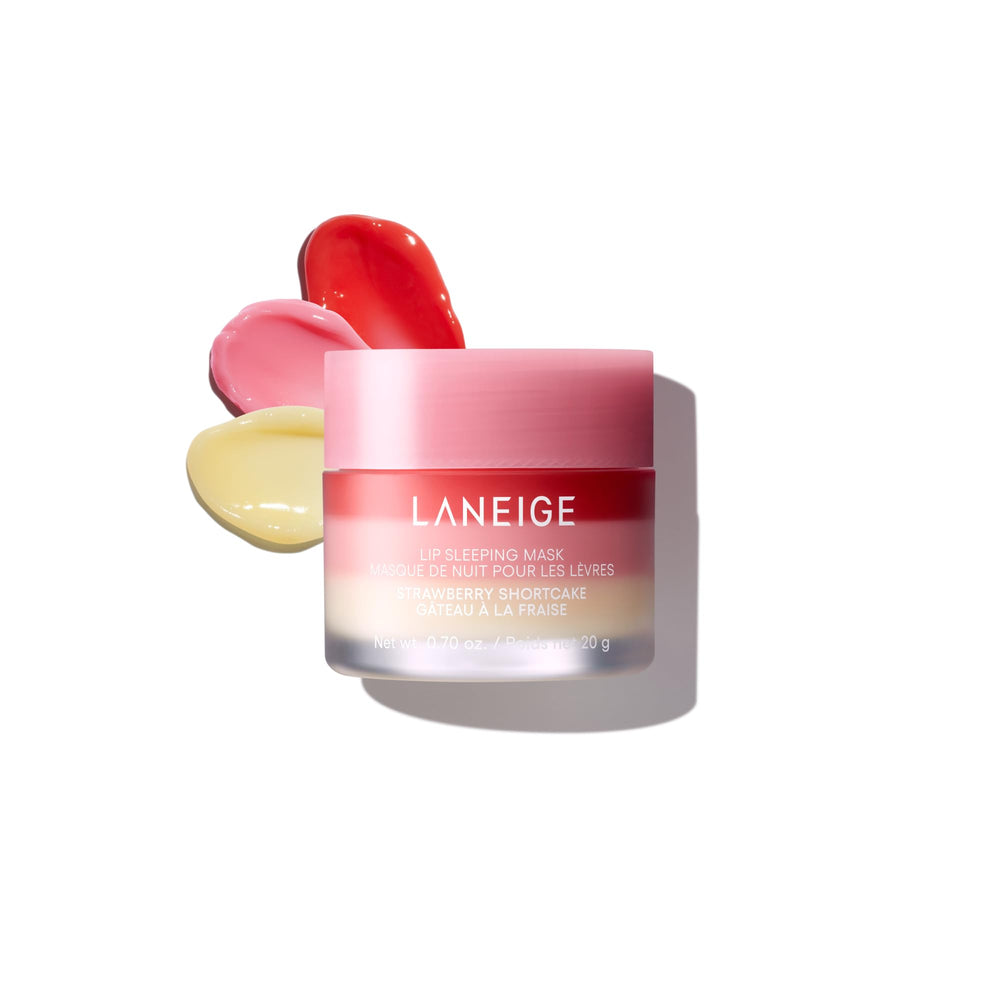 LANEIGE Strawberry Shortcake Lip Mask jar close-up showing smooth texture for overnight hydration