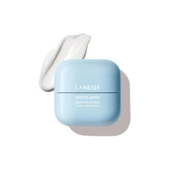 LANEIGE Water Bank Blue Hyaluronic Cream jar closeup showing rich, hydrating texture.