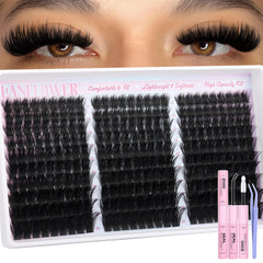 LANFLOWER Fluffy Lash Clusters Kit collection shows dramatic manga lashes for bold eyes.