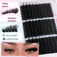 LANFLOWER lash clusters closeup highlights lightweight, feather-soft synthetic silk for comfortable wear.
