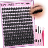 LANFLOWER Lash Clusters Kit 200D volume close-up for dramatic look.