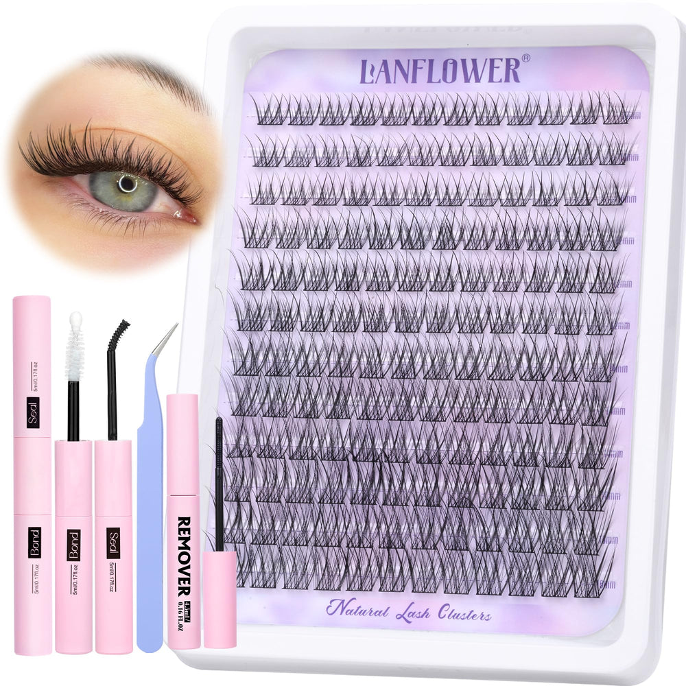 Lanflower lash-extension-kit-natural-clusters ready-to-use natural-volume clusters for everyday enhancement.