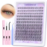 Lanflower natural lash clusters kit packaging for easy at-home lash extensions