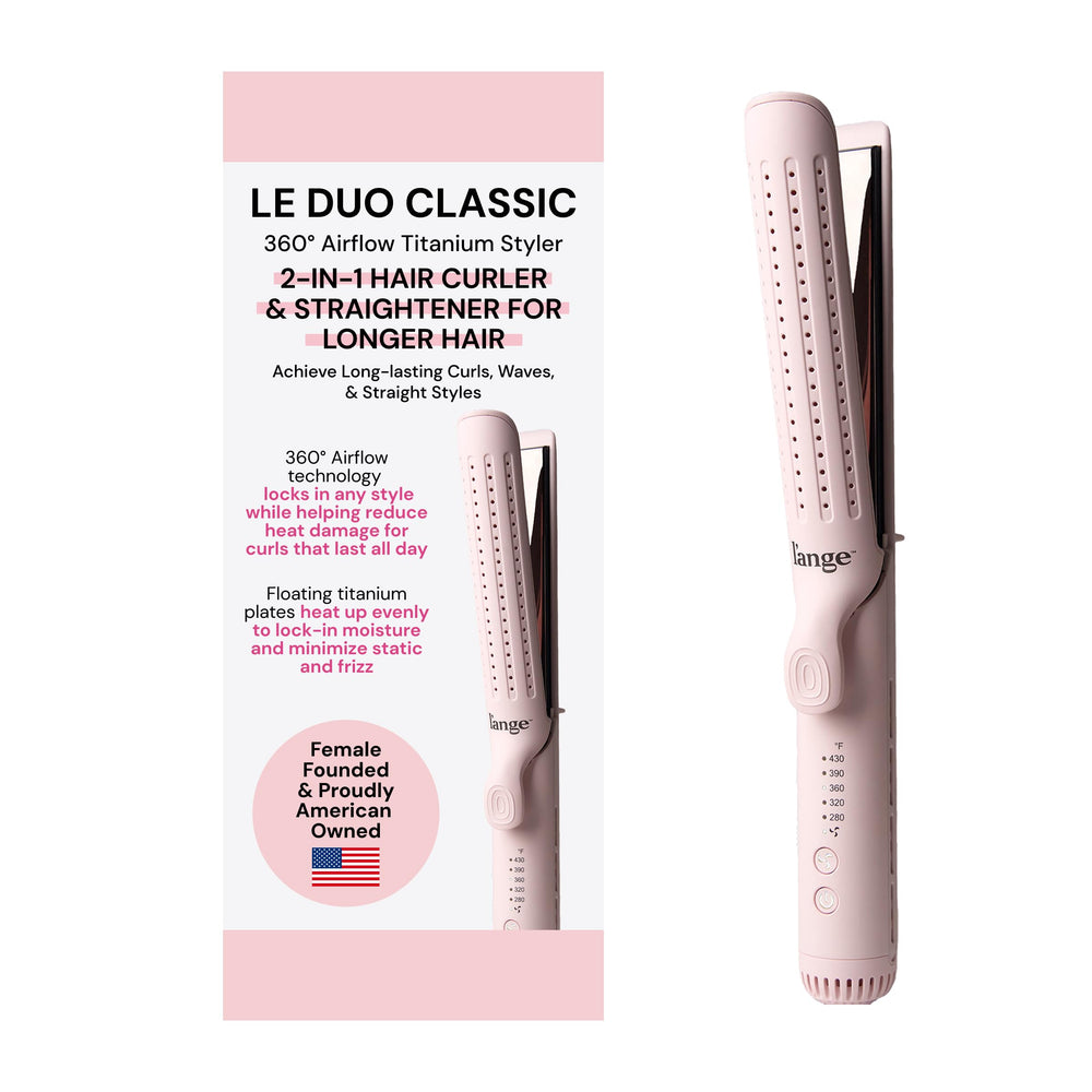 L'ANGE HAIR Le Duo Grande 360° Airflow Styler demonstrates curling for glossy curls.