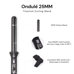 L'ANGE HAIR Ondulé 32mm barrel close-up for looser glam waves.