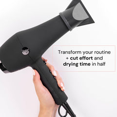 Lange-Hair Soleil in-use demonstrates quiet, efficient drying for salon-like styles at home.