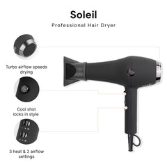 Lange-Hair Soleil hair dryer side control panel enables precise temperature adjustments.