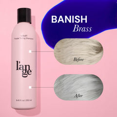 L'ANGE HAIR Violet Purple Toning Shampoo closeup-pigments emphasizes violet color correction.