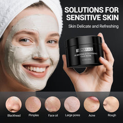 LANGULLCI Purifying Kaolin Clay Mask jar shows clay texture for deep purification