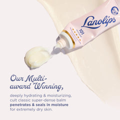 Lanolips 101 Ointment applied to lips for dry-lip relief.