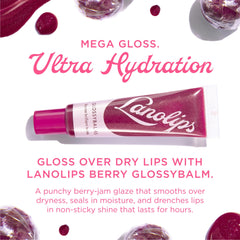 Lanolips Glossybalm candy-gloss-tube offers fruity shine with non-sticky moisture.