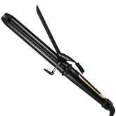 LANVIER clipped curling iron extra long barrel close-up for long, smooth curls.
