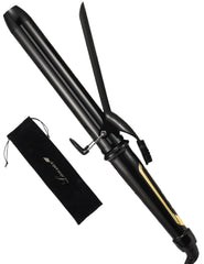 LANVIER curling iron long barrel in use delivers fast, relaxed curls for long hair.