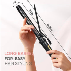 LANVIER tourmaline-ceramic-coating image demonstrates smooth, frizz-free waves and shine.
