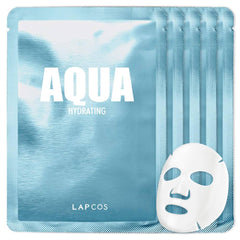 LAPCOS Aqua Sheet Mask unfolded showing hydrating serum for refreshed skin