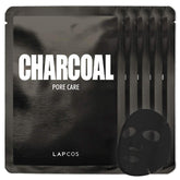 LAPCOS Charcoal Sheet Mask 5-Pack box view highlighting detox and pore tightening benefits.