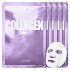 LAPCOS collagen sheet mask unfolded for a hydrating, firming treatment.