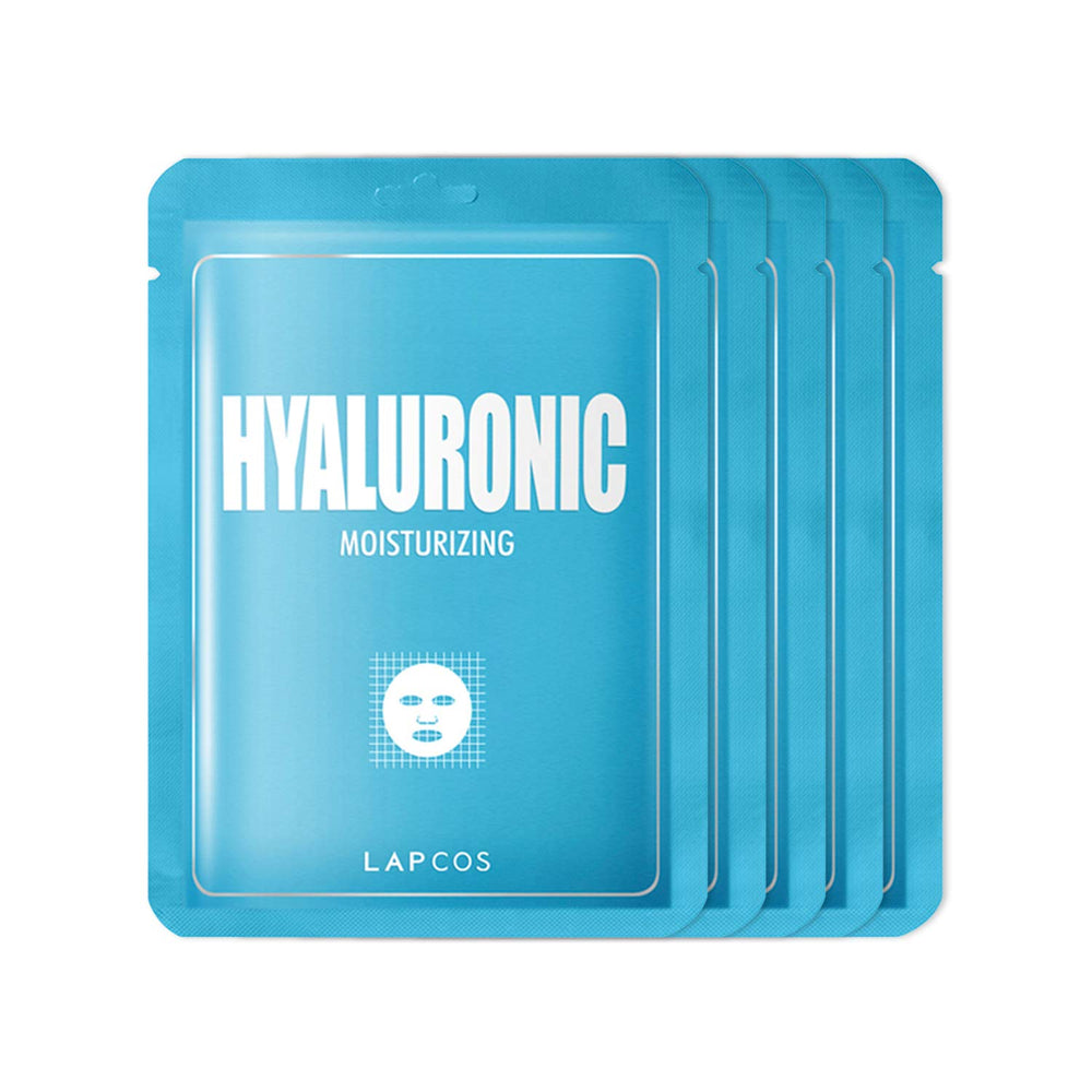 LAPCOS Hyaluronic Acid Sheet Mask packaging showcases premium Korean beauty blend for daily hydration