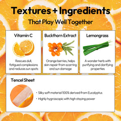 LAPCOS Vita C sheet mask close-up texture, gentle feel and refreshing finish.