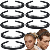 LAPOHI matte black headbands teeth close-up demonstrates non-slip grip for all-day wear
