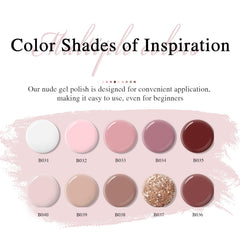 Larvall Beautpal Nude Gel Polish bottle display highlights safe, low odor formula on premium bottles