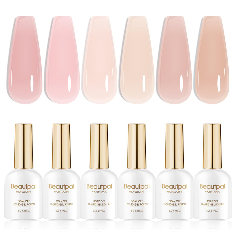 Larvall Beautpal nude gel polish set bottle closeup for smooth, buildable color.