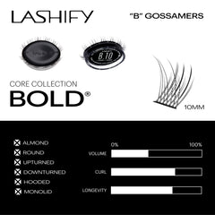 Lashify 10mm lashes on eye closeup show bold piece-y volume and curl.