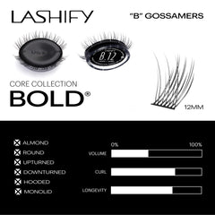 Lashify Bold 12mm Gossamer refill close-up fiber detail in premium Korean silk