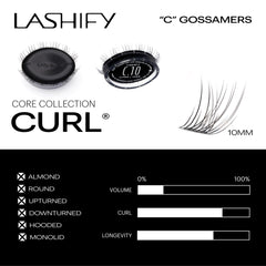 Lashify Curl 10mm Gossamer application wand for precise, controlled lash placement.