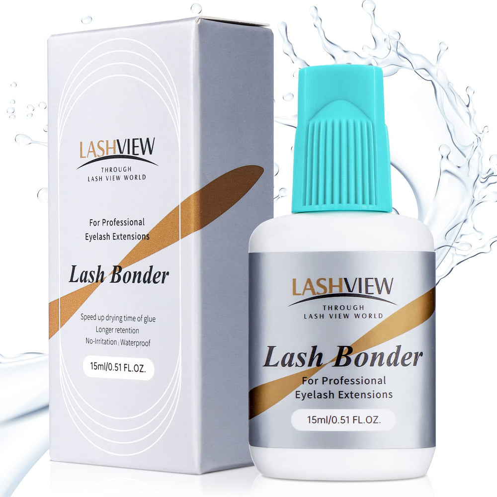 LASHVIEW lash bonder bottle closeup for precise application.