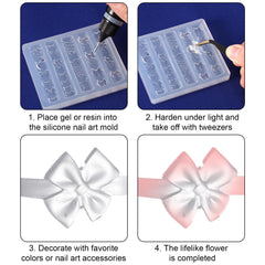 lasuroa Bow Nail Charm Mold clear packaging illustrates compact, portable storage.
