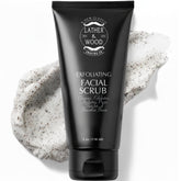 Lather & Wood Face Scrub jar closeup shows natural jojoba bead exfoliation