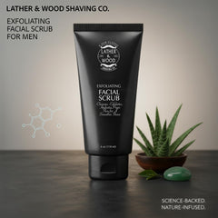 Lather & Wood Face Scrub beads texture illustrates gentle exfoliation