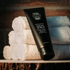Lather & Wood Face Scrub shows masculine scent for daily grooming