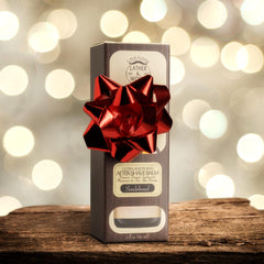 Lather & Wood balm label highlights premium sandalwood scent