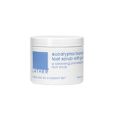 LATHER Foot Scrub with Pumice Stone jar shows gentle exfoliation for smooth feet