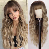 Lativ Blonde Wig with Bangs front view shows natural hairline for everyday wear.