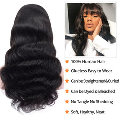 Lativ wig with bangs side view demonstrates versatile styling and natural movement.